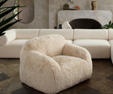 Dawson Yak Sand Natural Faux Fur Armless Accent Chair Club Chairs LOOMLAN By Diamond Sofa