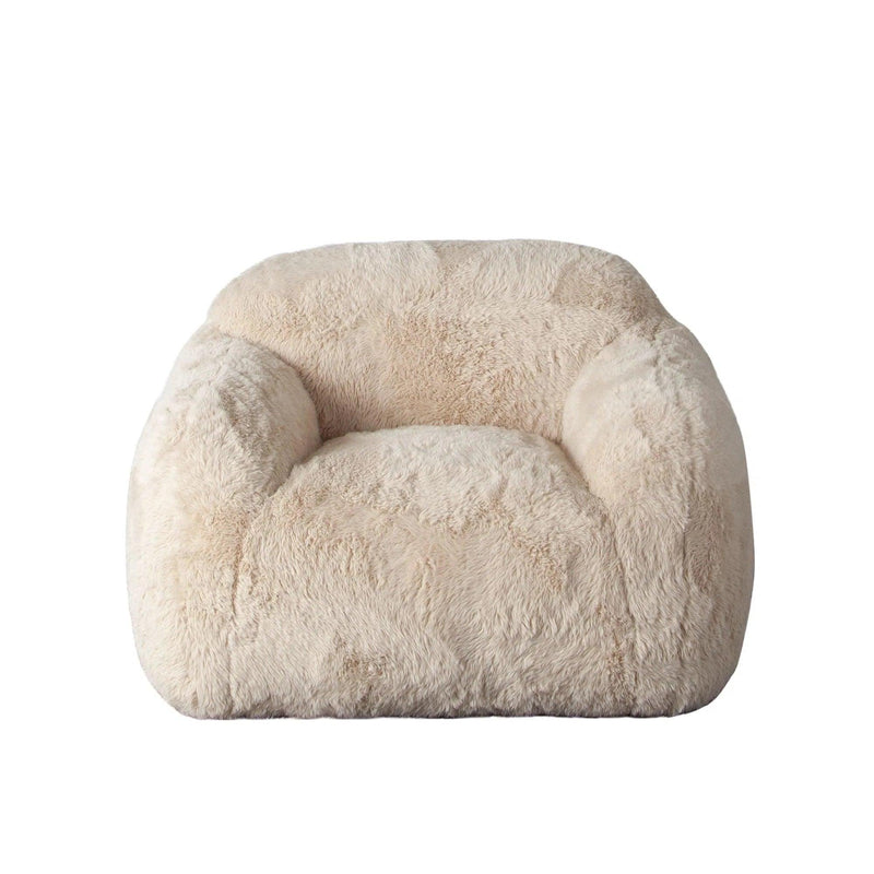 Dawson Yak Sand Natural Faux Fur Armless Accent Chair Club Chairs LOOMLAN By Diamond Sofa