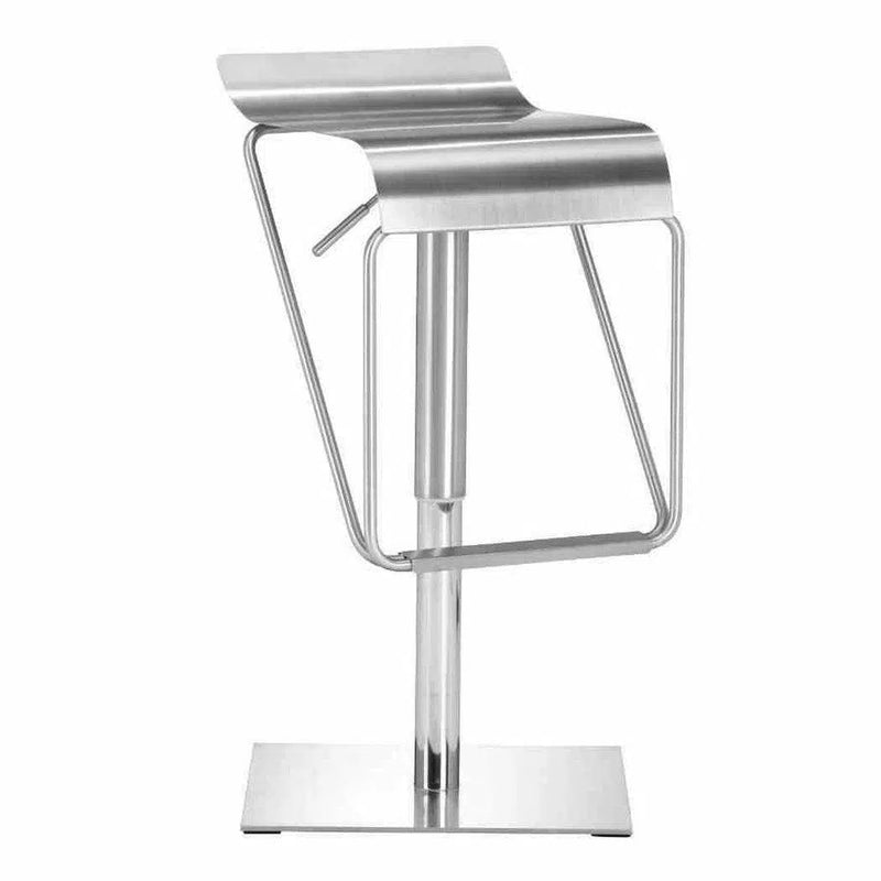 Dazzer Barstool Brushed Stainless Steel Bar Stools LOOMLAN By Zuo Modern