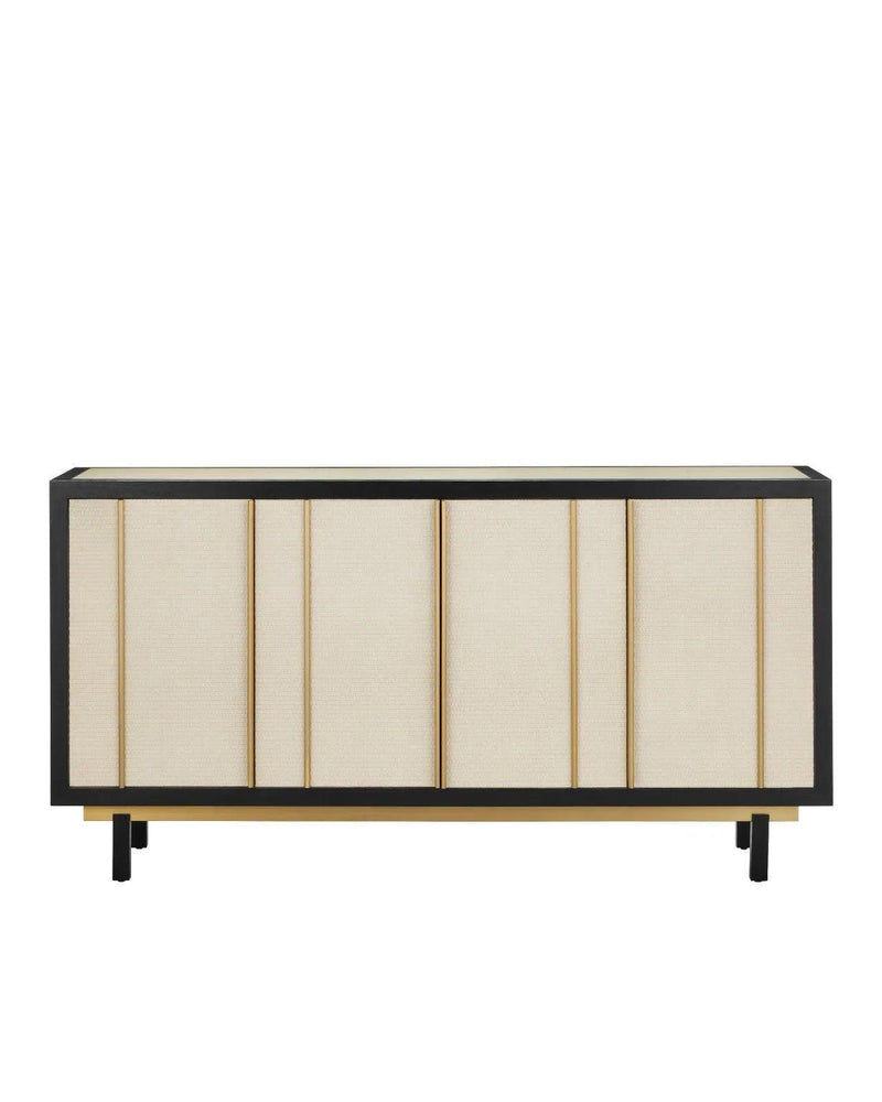 Deanna Wood and Raffia Ivory Credenza Sideboards LOOMLAN By Currey & Co