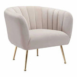 Deco Accent Chair Beige & Gold Accent Chairs LOOMLAN By Zuo Modern