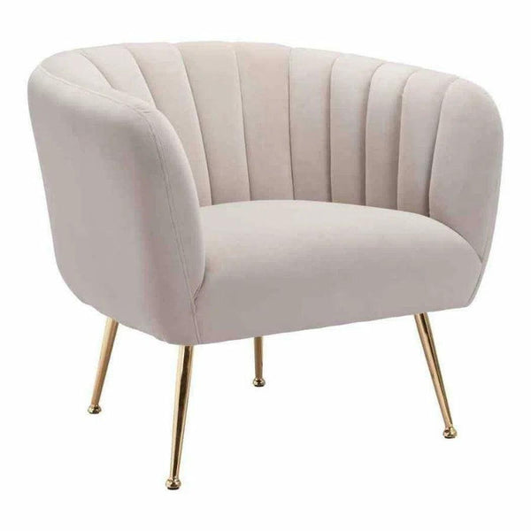 Deco Accent Chair Beige & Gold Accent Chairs LOOMLAN By Zuo Modern