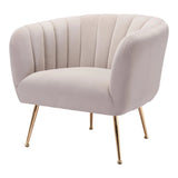 Deco Accent Chair Beige & Gold Accent Chairs LOOMLAN By Zuo Modern