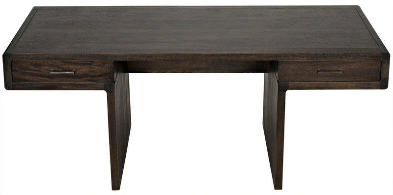 Degas Desk, Ebony Walnut Wood Desk With Drawers Home Office Desks LOOMLAN By Noir