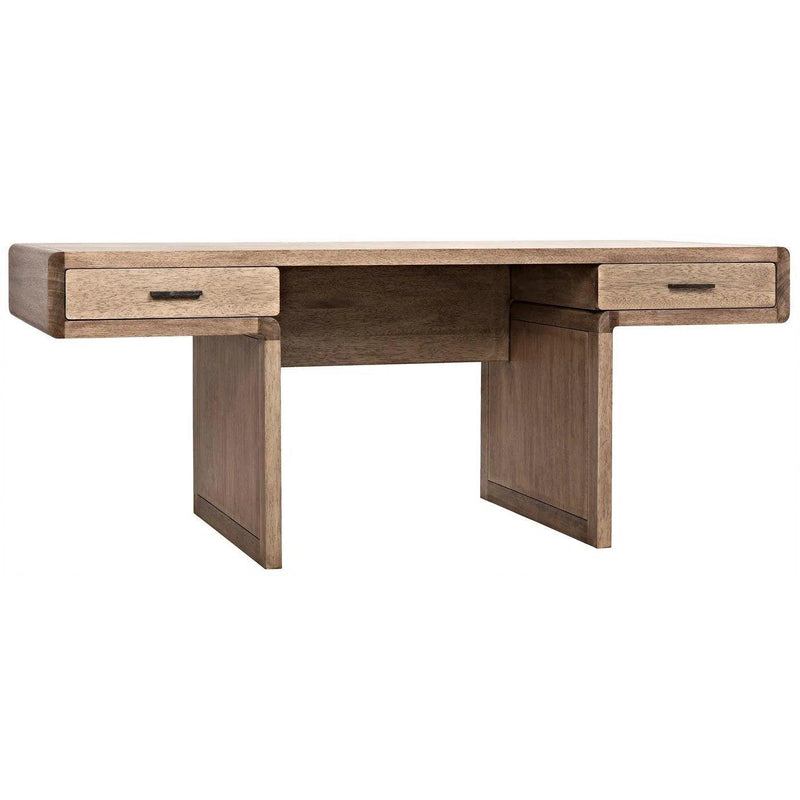 Degas Desk, Washed Walnut Wood Desk With Drawers Home Office Desks LOOMLAN By Noir