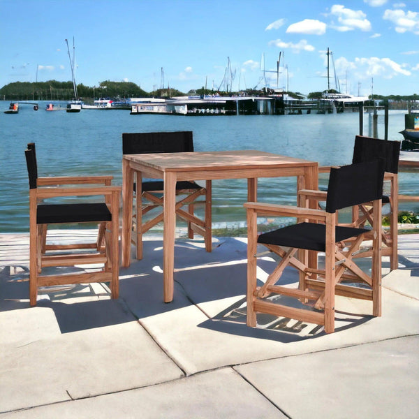 Del Ray 5-Piece Square Teak Outdoor Dining Set Outdoor Dining Sets LOOMLAN By HiTeak