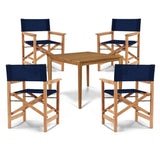 Del Ray 5-Piece Square Teak Outdoor Dining Set Outdoor Dining Sets LOOMLAN By HiTeak