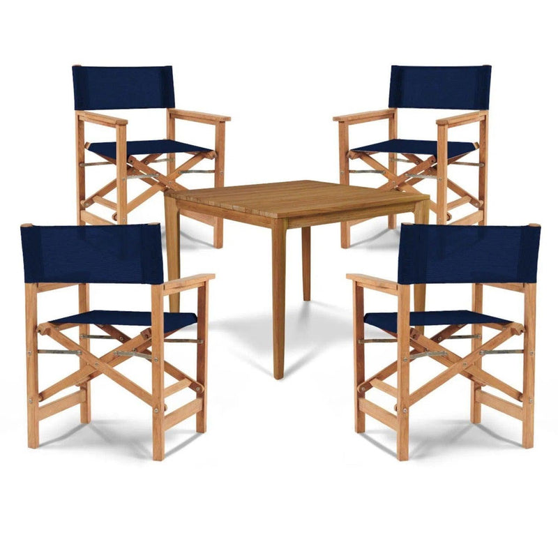 Del Ray 5-Piece Square Teak Outdoor Dining Set Outdoor Dining Sets LOOMLAN By HiTeak