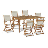 Del Ray 7-Piece Rectangular Teak Outdoor Dining Set Outdoor Dining Sets LOOMLAN By HiTeak