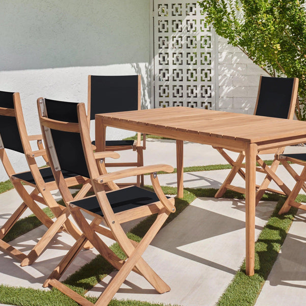 Del Ray 7-Piece Rectangular Teak Outdoor Dining Set Outdoor Dining Sets LOOMLAN By HiTeak