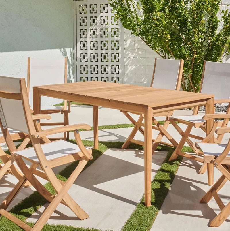 Del Ray 7-Piece Rectangular Teak Outdoor Dining Set Outdoor Dining Sets LOOMLAN By HiTeak