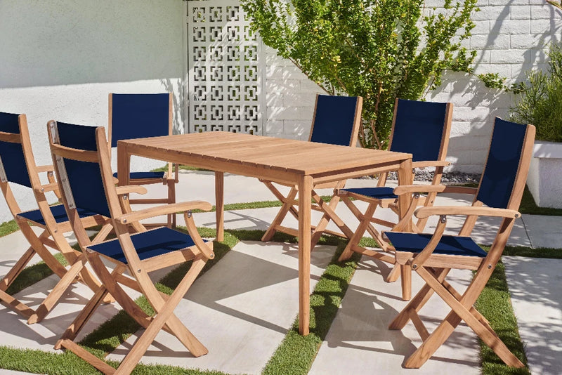 Del Ray 7-Piece Rectangular Teak Outdoor Dining Set Outdoor Dining Sets LOOMLAN By HiTeak