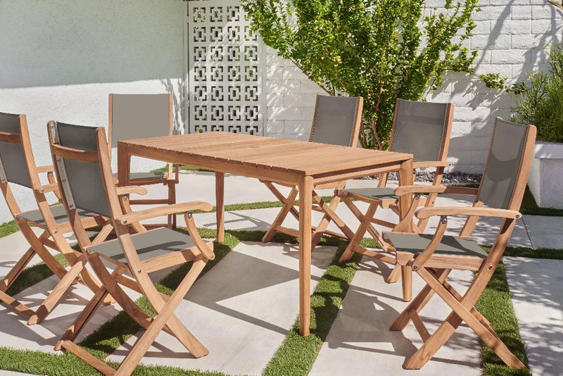 Del Ray 7-Piece Rectangular Teak Outdoor Dining Set Outdoor Dining Sets LOOMLAN By HiTeak