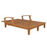 Delano Outdoor Teak Double Reclining Sunlounger with Sunbrella Cushion Outdoor Cabanas & Loungers LOOMLAN By HiTeak