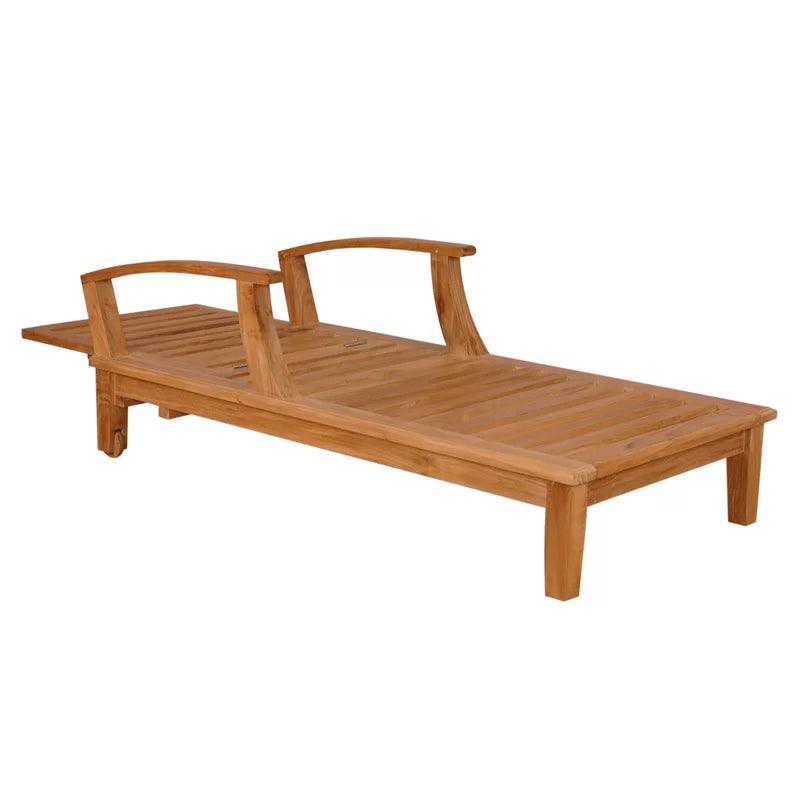 Delano Outdoor Teak Reclining Sunlounger with Sunbrella Cushion Outdoor Cabanas & Loungers LOOMLAN By HiTeak