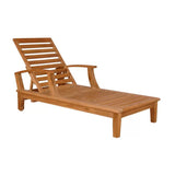 Delano Outdoor Teak Reclining Sunlounger with Sunbrella Cushion Outdoor Cabanas & Loungers LOOMLAN By HiTeak