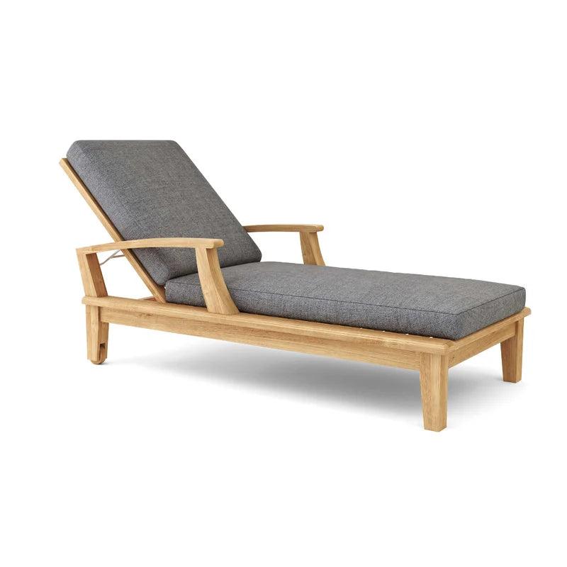 Delano Outdoor Teak Reclining Sunlounger with Sunbrella Cushion Outdoor Cabanas & Loungers LOOMLAN By HiTeak