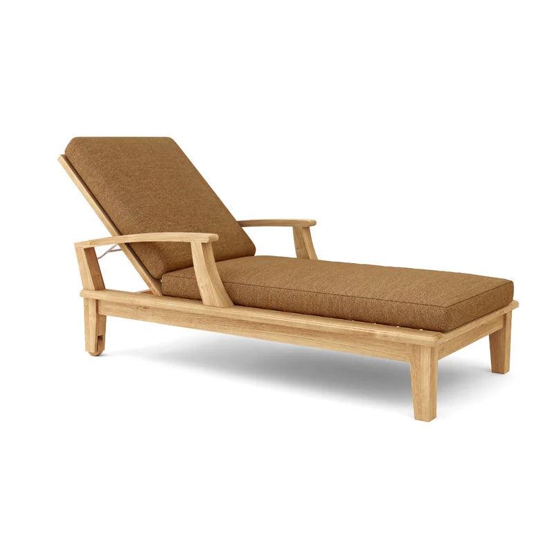 Delano Outdoor Teak Reclining Sunlounger with Sunbrella Cushion Outdoor Cabanas & Loungers LOOMLAN By HiTeak