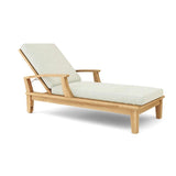 Delano Outdoor Teak Reclining Sunlounger with Sunbrella Cushion Outdoor Cabanas & Loungers LOOMLAN By HiTeak