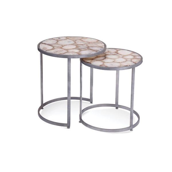 Delia Bunching Metal Silver Round Accent Table Side Tables LOOMLAN By Bassett Mirror