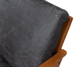 Delilah Black Leather Accent Chair Wood Arms Accent Chairs LOOMLAN By Sarreid