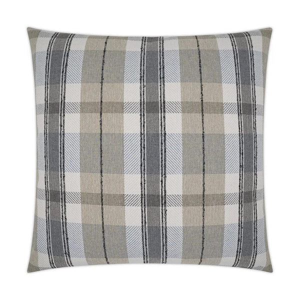 Dellwood Plaid Check Tan Taupe Grey Large Throw Pillow With Insert Throw Pillows LOOMLAN By D.V. Kap