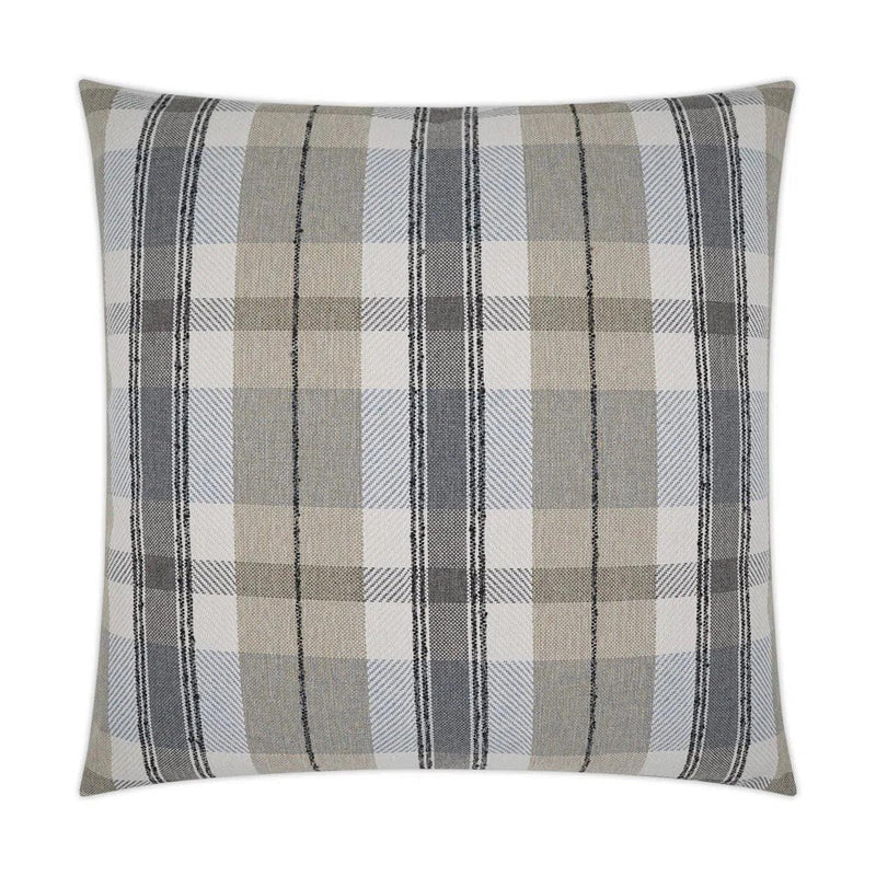 Dellwood Plaid Check Tan Taupe Grey Large Throw Pillow With Insert Throw Pillows LOOMLAN By D.V. Kap