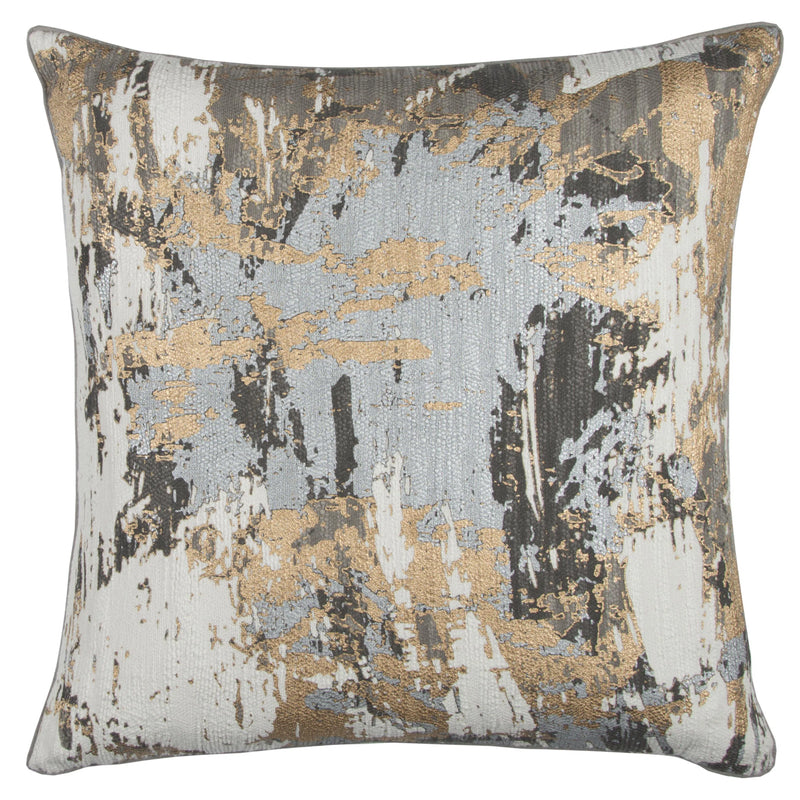 Delta Metallic Grey and Brown Couch Pillow With Down Fill Throw Pillows LOOMLAN By LOOMLAN