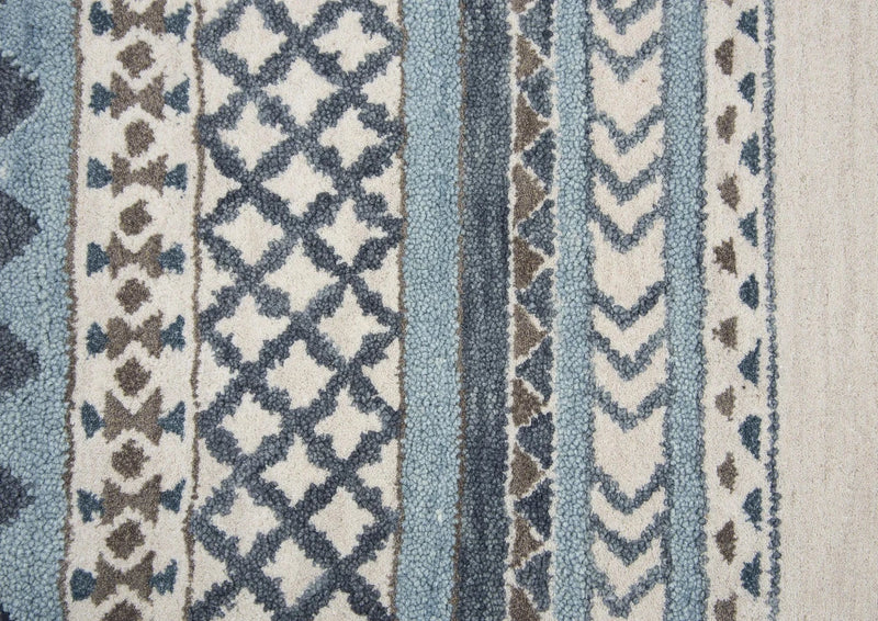 Deme Wool Blue Hallway Kitchen Runner Rug Area Rugs LOOMLAN By LOOMLAN