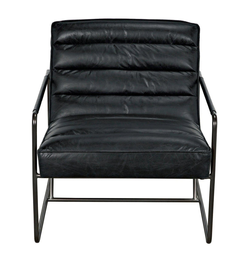 Demeter Chair, Metal and Leather Accent Chairs LOOMLAN By Noir