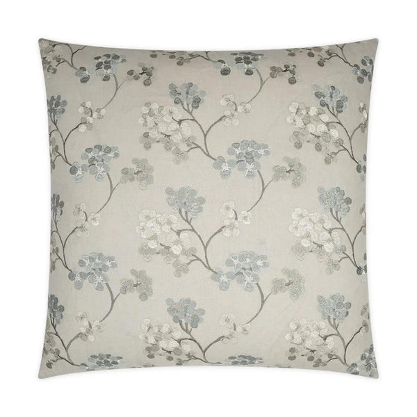 Demi Haze Floral Embroidery Mist Tan Taupe Large Throw Pillow With Insert Throw Pillows LOOMLAN By D.V. Kap