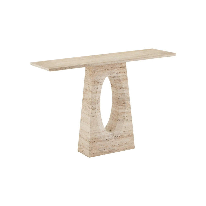 Demi Travertine Beige Rectangular Console Table Console Tables LOOMLAN By Currey & Co