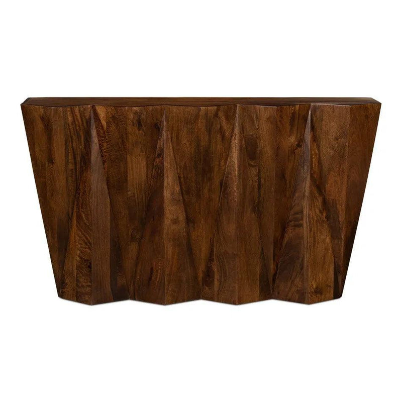 Denali Console Table Carved Solid Wood Natural Finish Console Tables LOOMLAN By Sarreid