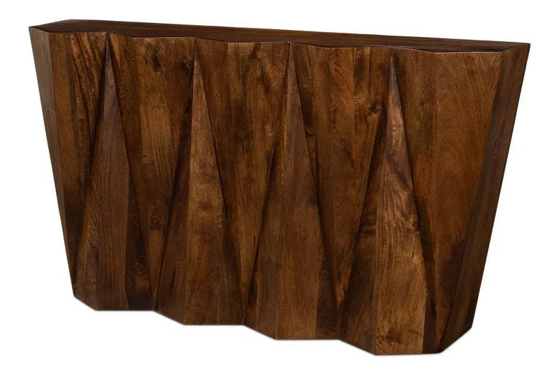 Denali Console Table Carved Solid Wood Natural Finish Console Tables LOOMLAN By Sarreid