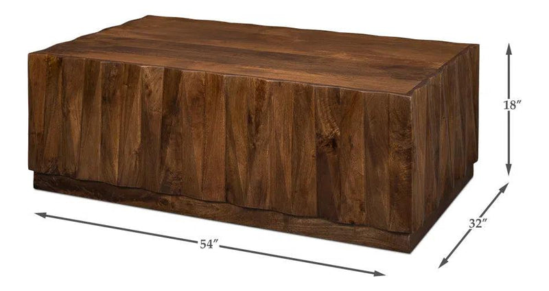 Denali Rectangle Cocktail Coffee Table Block Solid Wood Coffee Tables LOOMLAN By Sarreid