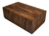 Denali Rectangle Cocktail Coffee Table Block Solid Wood Coffee Tables LOOMLAN By Sarreid