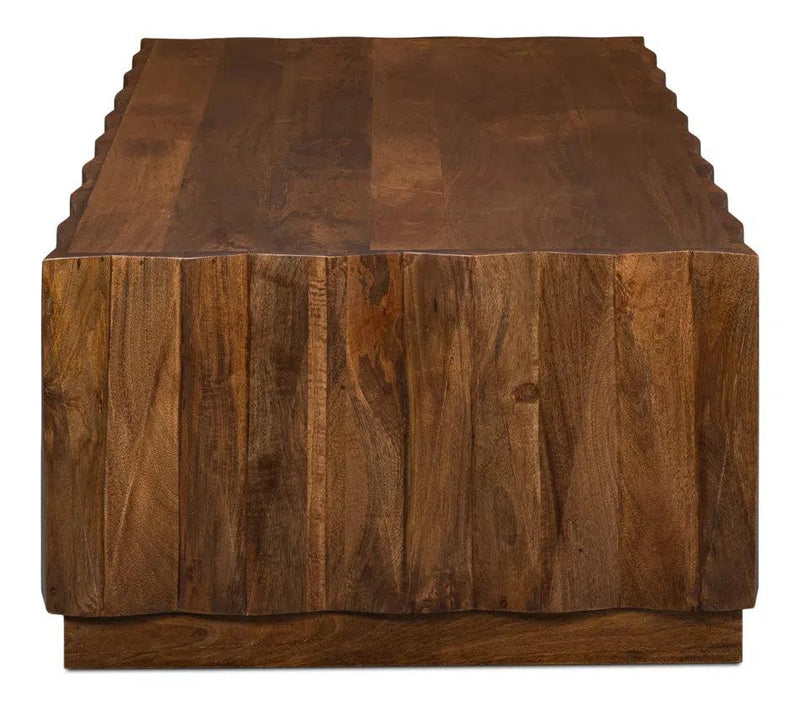 Denali Rectangle Cocktail Coffee Table Block Solid Wood Coffee Tables LOOMLAN By Sarreid