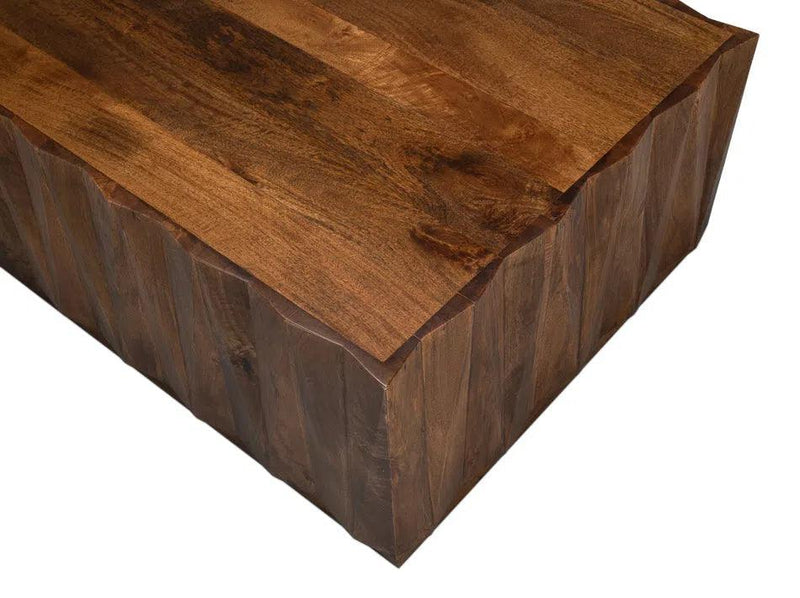 Denali Rectangle Cocktail Coffee Table Block Solid Wood Coffee Tables LOOMLAN By Sarreid