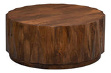 Denali Round Cocktail Coffee Table Block Solid Wood Coffee Tables LOOMLAN By Sarreid