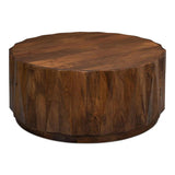 Denali Round Cocktail Coffee Table Block Solid Wood Coffee Tables LOOMLAN By Sarreid