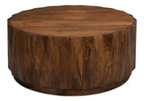 Denali Round Cocktail Coffee Table Block Solid Wood Coffee Tables LOOMLAN By Sarreid