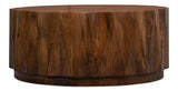 Denali Round Cocktail Coffee Table Block Solid Wood Coffee Tables LOOMLAN By Sarreid