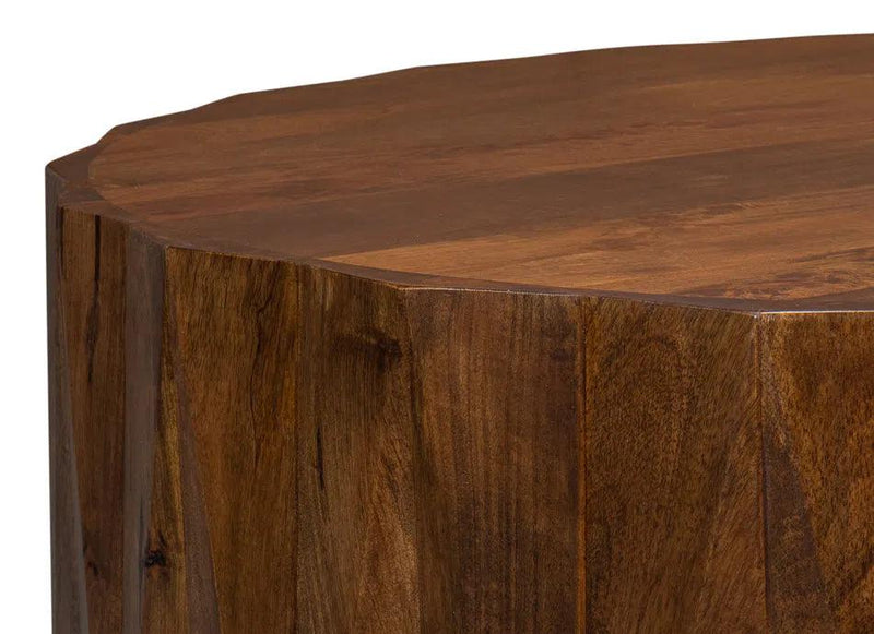 Denali Round Cocktail Coffee Table Block Solid Wood Coffee Tables LOOMLAN By Sarreid