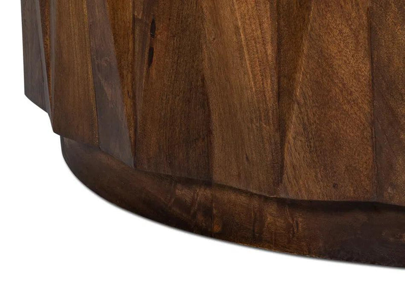 Denali Round Cocktail Coffee Table Block Solid Wood Coffee Tables LOOMLAN By Sarreid