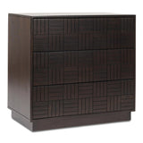 Denman Solid Mango Wood Dark Brown 3 Drawer Nightstand Nightstands LOOMLAN By Moe's Home