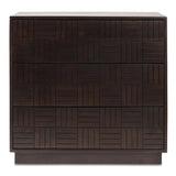 Denman Solid Mango Wood Dark Brown 3 Drawer Nightstand Nightstands LOOMLAN By Moe's Home