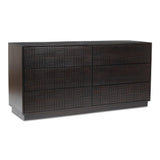 Denman Solid Mango Wood Dark Brown Dresser With 6 Drawers Dressers LOOMLAN By Moe's Home