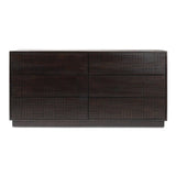 Denman Solid Mango Wood Dark Brown Dresser With 6 Drawers Dressers LOOMLAN By Moe's Home