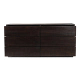 Denman Solid Mango Wood Dark Brown Dresser With 6 Drawers Dressers LOOMLAN By Moe's Home