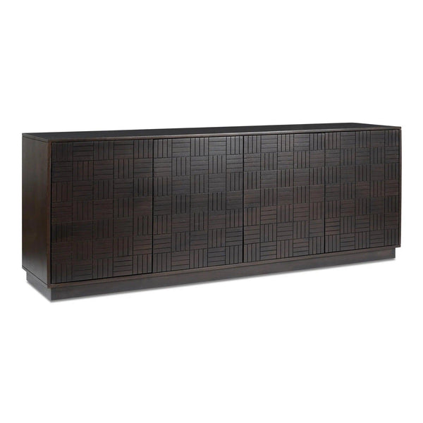 Denman Solid Mango Wood Dark Brown Sideboard With 4 Doors Sideboards LOOMLAN By Moe's Home